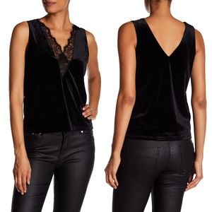 VERO MODA Velvet V-Neck Sleeveless Top with Lace